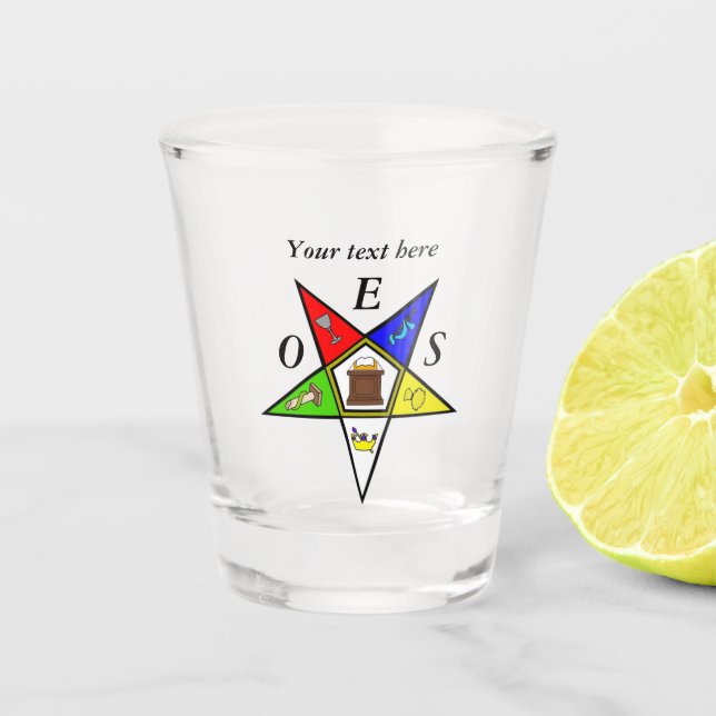 OES Eastern Star Sister Mauerwerk Schnapsglas (Vorderseite)