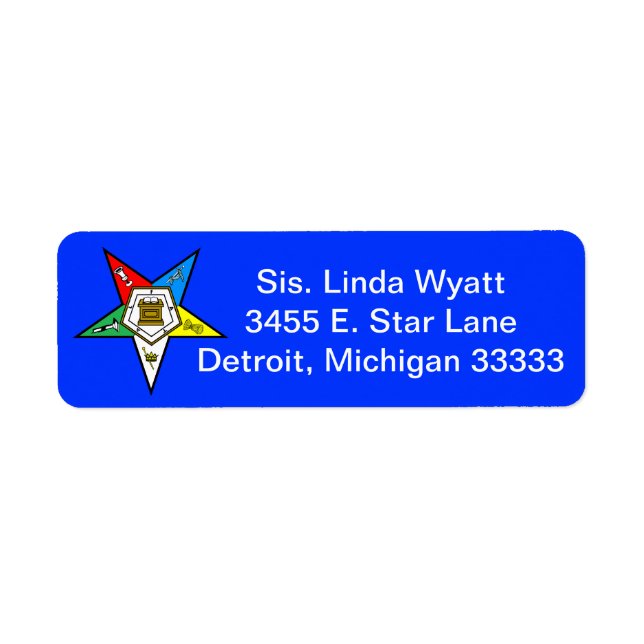 OES Order des Eastern Star Return Mailing Labels (Vorne)