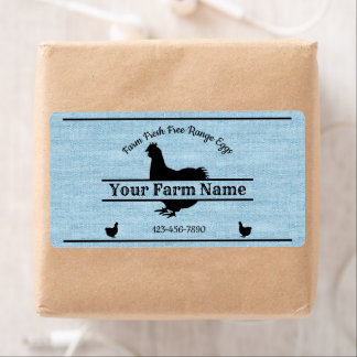 Oeuf Carton Étiquette Bleu Burlap Chicken Farmhous