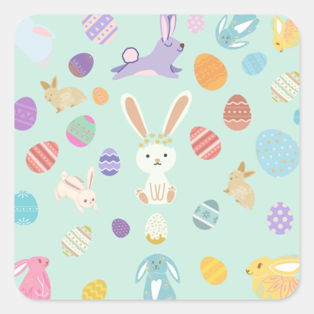 OEuf de Pâques et autocollant de lapin (Devant)