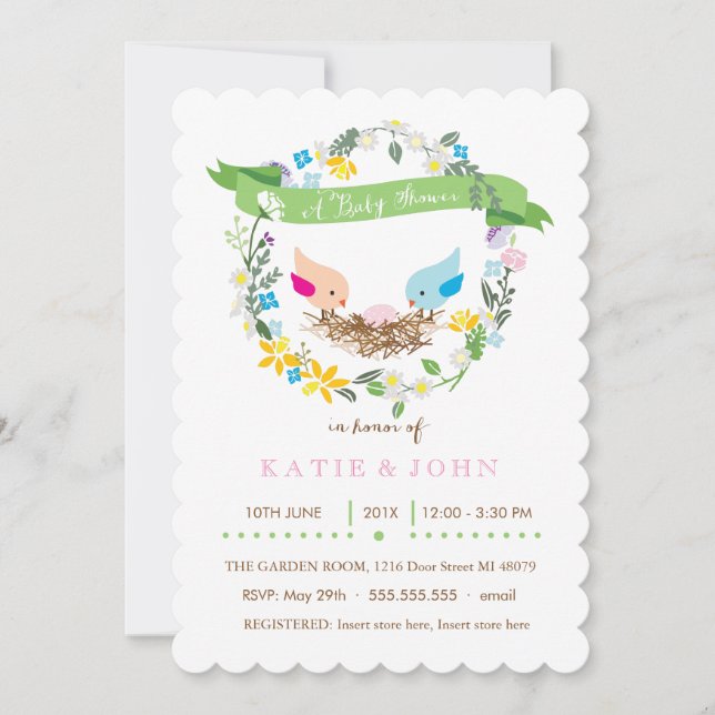 Oeuf rose| Invitation de Baby showers filles (Devant)