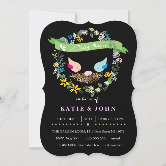 Oeuf rose| Invitation de Baby showers filles (Devant)