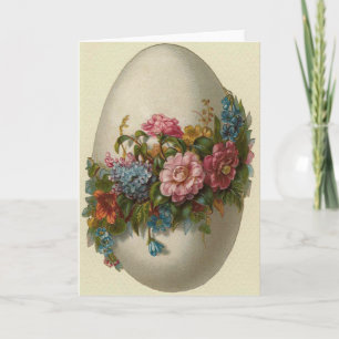 Oeuf vintage De Pâques Avec Fleurs Carte De Pâques
