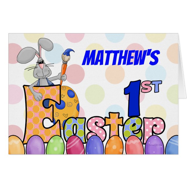 OEufs et nom de la 1ère peinture de lapin de Pâque (Devant horizontal)