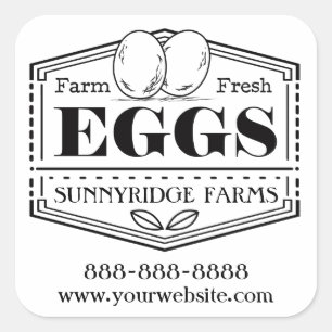 Oeufs frais de ferme   Étiquette d'autocollant à c