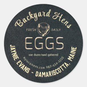 Oeufs frais incorporés Or Hen Logo Étiquette Noir