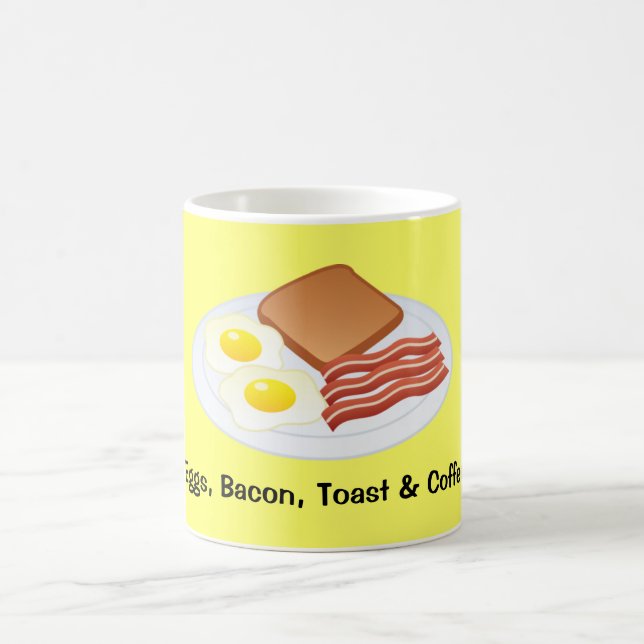 Oeufs, lard, pain grillé et café moyens de tasse (Centre)