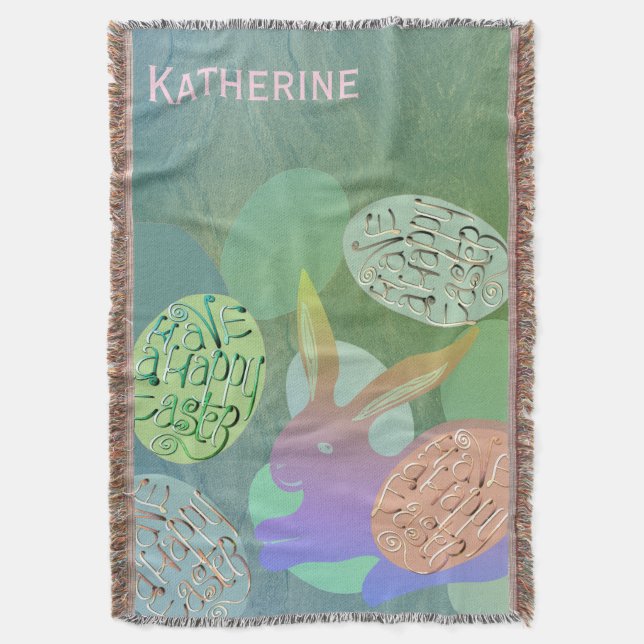 Oeufs Pastel Bunny de Pâques Jetez la couverture (devant Vertical)