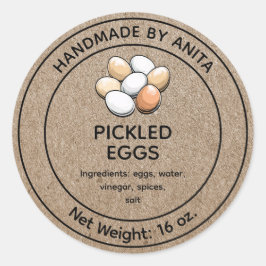 OEufs Pickés Jar Étiquette Kraft Papier Conception