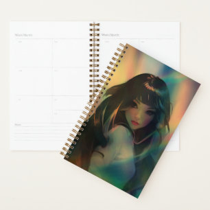 Oeuvre d'Anime Girl entourée de Rainbow Light