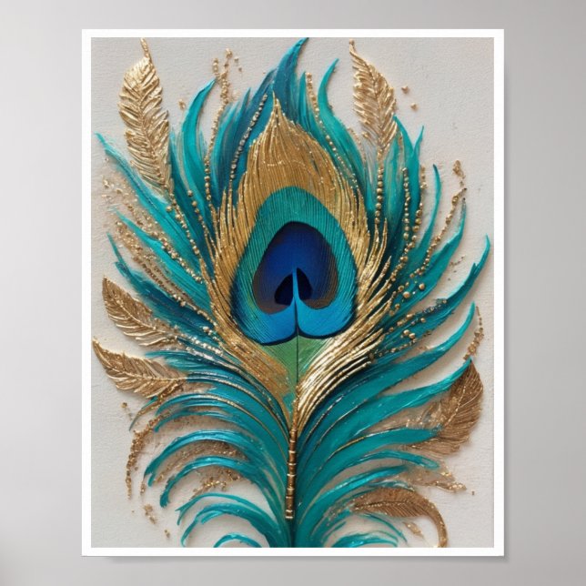 OEuvre d'art en plumes de paon de Whimsche Poster  (Devant)