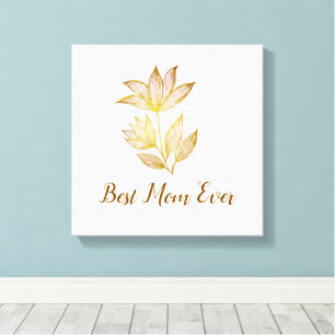 Œuvre d'art minimaliste sur toile avec fleurs en o