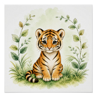 Œuvre d'art murale de tigre faunique Poster de nat