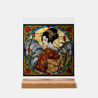 Œuvre d'art murale en verre teinté acrylique Geish
