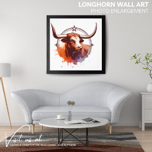 Œuvre d'art murale Longhorn Photo agrandie