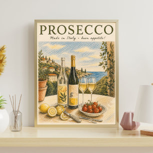 Œuvre d'art sur le Prosecco Affiche de vin itali