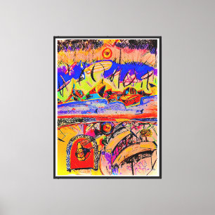 Œuvre d'art sur toile fine encadrée - "Routes de b