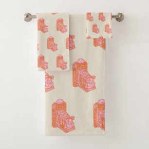Oeuvre de caméra vintage en orange et rose
