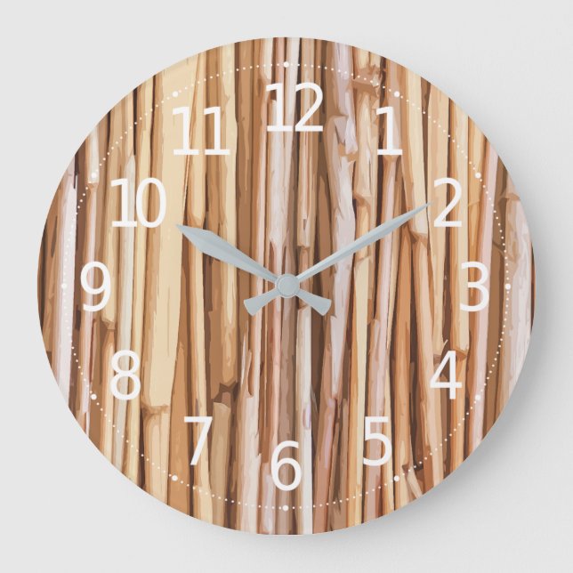 Oeuvre simple en bambou séché | Horloge murale (Recto)