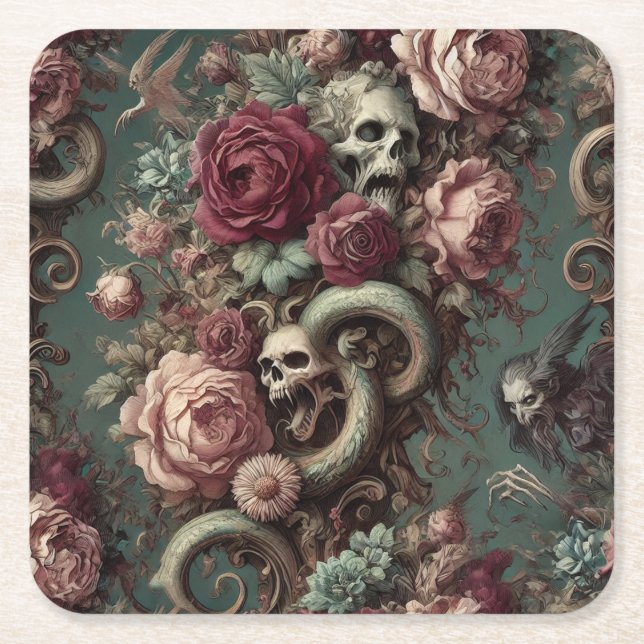Of Bone & Vine – Gothic Victorian  Rechteckiger Pappuntersetzer (Vorderseite)