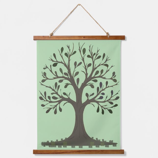 🌳 of Life Wood Frame Wall Tapestry Wandteppich Mit Holzrahmen (Vorderseite)
