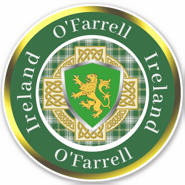 O'Farrell Irish Shield/Celtic Cross Personalisiert Aufkleber (Vorderseite)