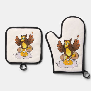 Ofen Mitt- und Potthalter Hühner oder Eier Ofenhandschuh & Topflappen-Set