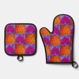 Ofen Mitt und Töpfe — Herzdesign2 Ofenhandschuh & Topflappen-Set