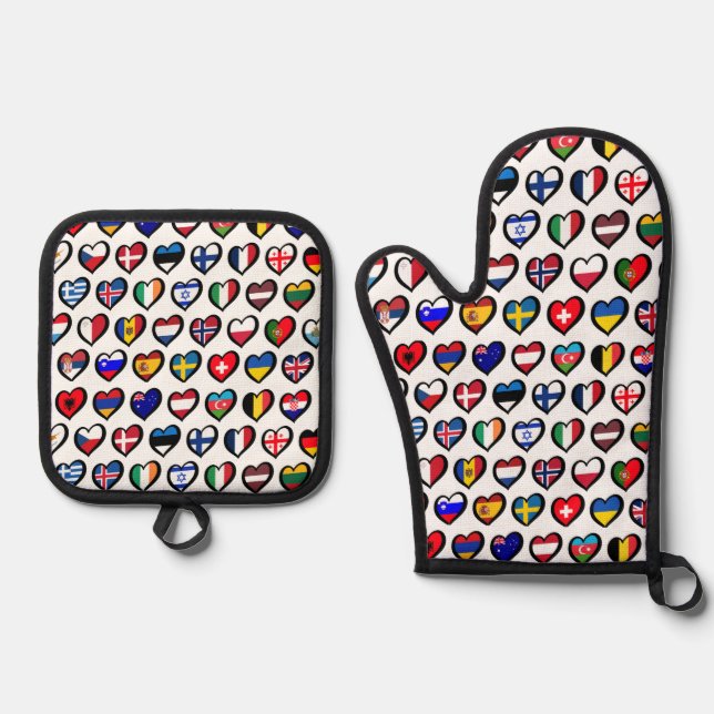 Ofen Mitte - Flaggen Ofenhandschuh & Topflappen-Set (Vorderseite)