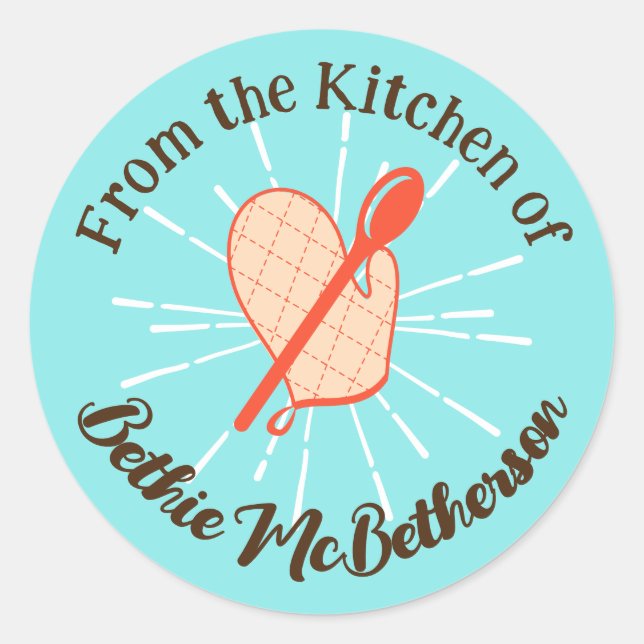 Ofen Mitte Holzlöffel backen Aufkleber (Vorderseite)