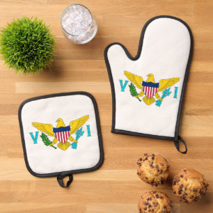 Ofenhandschuh, Topflappen, Flagge der Amerikanisch Ofenhandschuh & Topflappen-Set