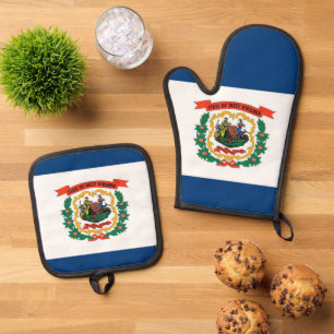 Ofenhandschuh, Topflappen, Flagge von West Virgini Ofenhandschuh & Topflappen-Set