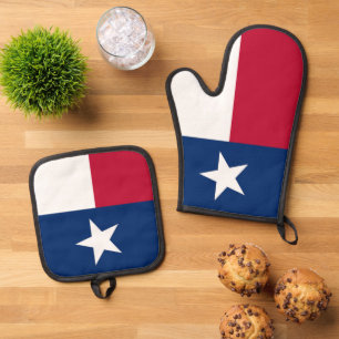 Ofenhandschuh, Topflappen mit der Flagge von Texas Ofenhandschuh & Topflappen-Set