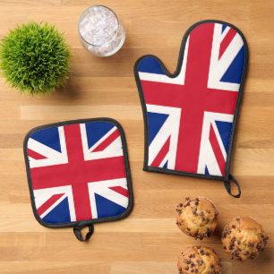 Ofenhandschuh und Topflappen, Flagge des Vereinigt & Topflappen-Set