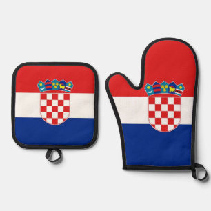 Ofenhandschuh und Topflappen, kroatische Flagge & Topflappen-Set