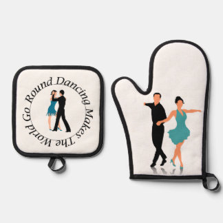 Ofenhandschuh und Topflappen - Rund Tänzer & Topflappen-Set