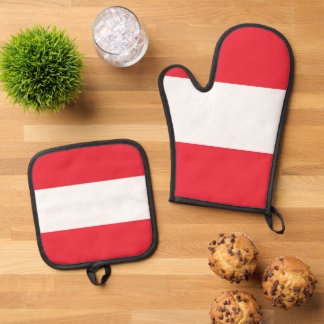 Ofenhandschuhe und Topflappen, Flagge Österreichs Ofenhandschuh & Topflappen-Set