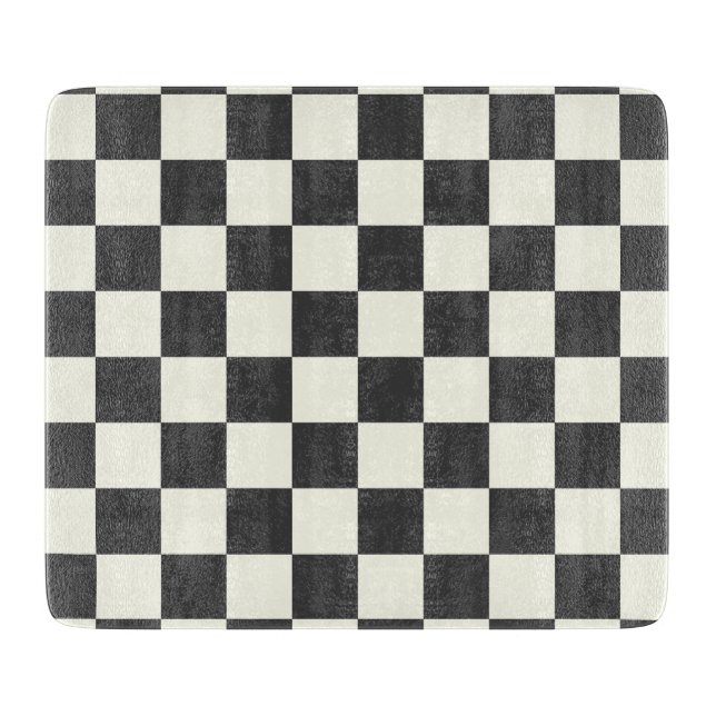 Off Black and Off White Checkerboard Schneidebrett (Vorderseite)