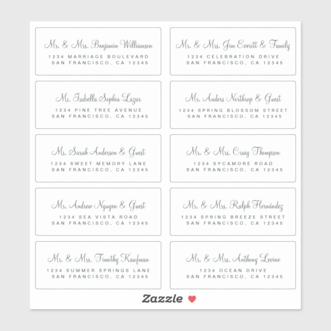 Off-Black Calligraphy Wedding Guest Address Labels (Blatt)