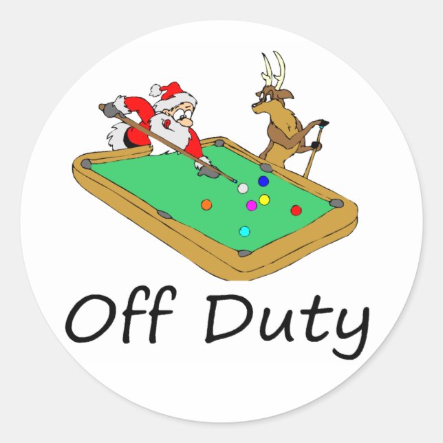 Off Duty Santa (Pool spielen) Runder Aufkleber (Vorderseite)