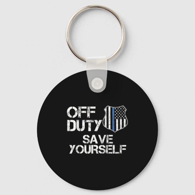 Off Duty Save Yourself Funny Lice Blue Line Gift  Schlüsselanhänger (Vorderseite)