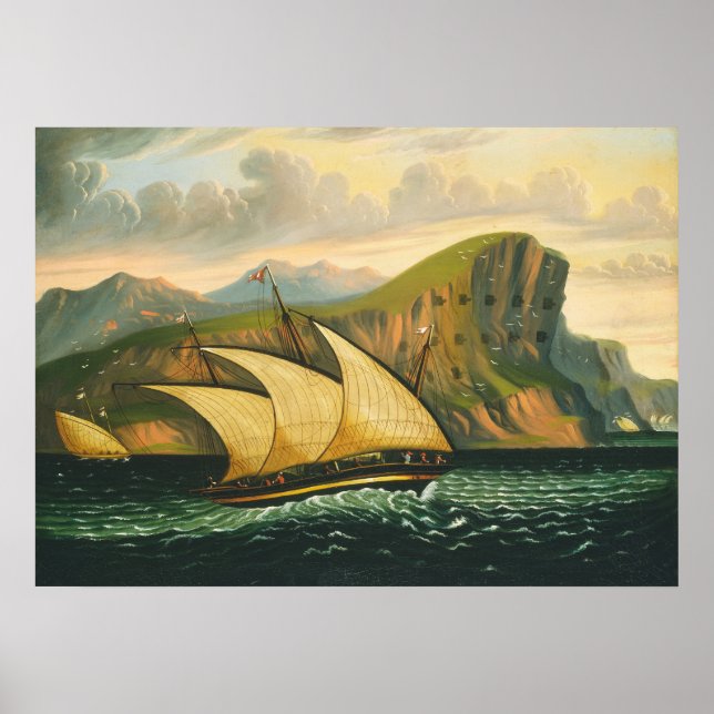 Off Gibraltar - Thomas Chambers Fine Art Poster (Vorne)
