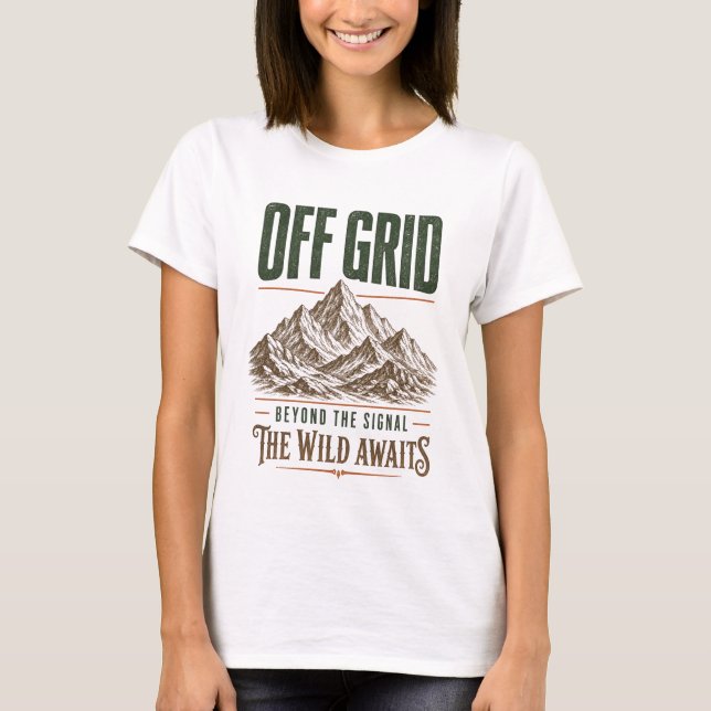 Off-Grid-Vintage-Bergdesign T-Shirt (Vorderseite)