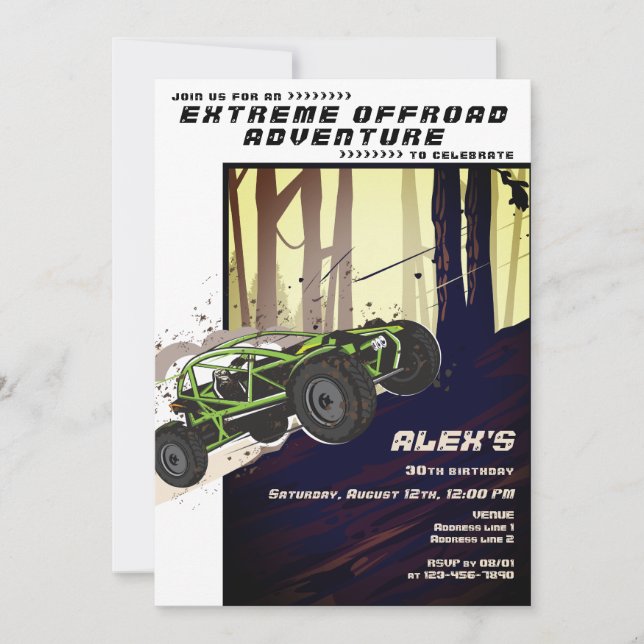 Off Road Adventure ATV UTV Extreme Sports Car Club Einladung (Vorderseite)
