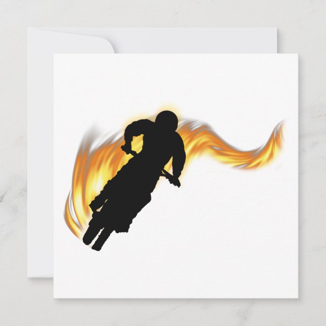 Off Road Dirt Bike mit Flammen Einladung (Vorderseite)