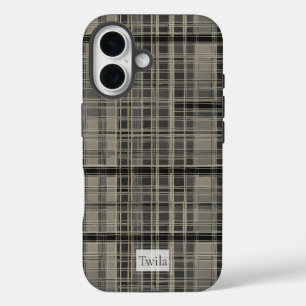 Off-Set Modernes Kariert Grau iPhone 16 Hülle