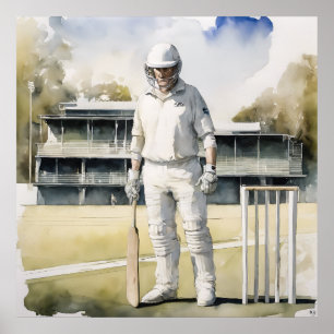 Off Strike - Archival Cricket Print Poster
