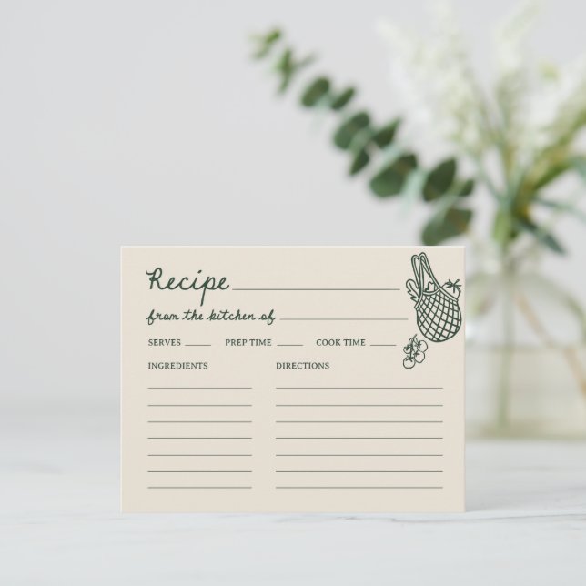 Off The Market Hand Drawn Bridal Shower Recipe Begleitkarte (Stehend Vorderseite)