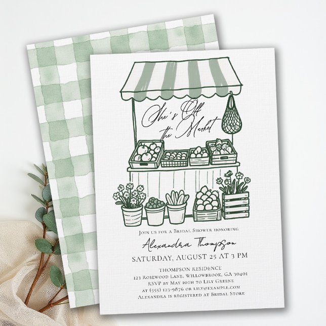 Off the Market Stand Calligraphy Bridal Shower Einladung (off the market bridal shower invitation farmers stand hand drawn modern elegant bold calligraphy)