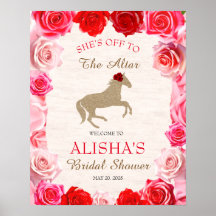 Off to Altar Rote Rosen Brautparty Sign